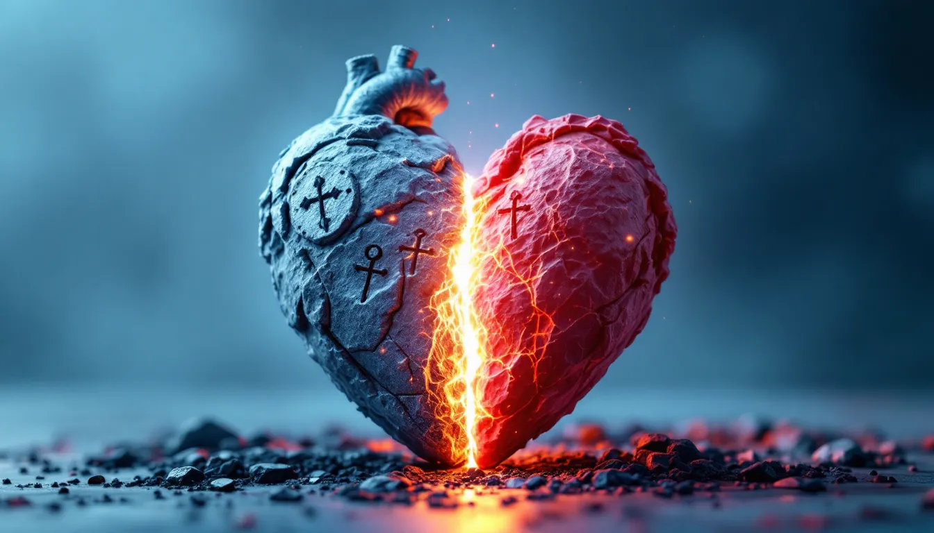 Heart transforming from stone to flesh representing genuine spiritual rebirth and personal relationship with Jesus - Я ніколи тебе не знав